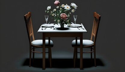 Flower Pot on the table - chairs - Background