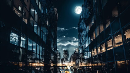  New York city panorama at night view from windows blurred light usa urban,generated ai