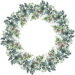 Fototapeta premium floral greenery wreath