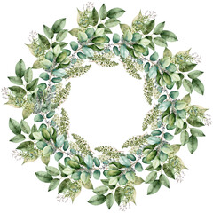 Fototapeta premium watercolor greenery wreath