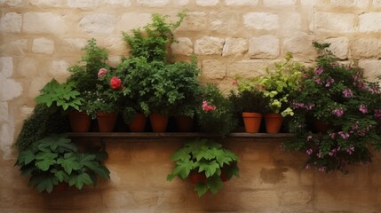 Fototapeta na wymiar Plants On The House Wall. generative ai