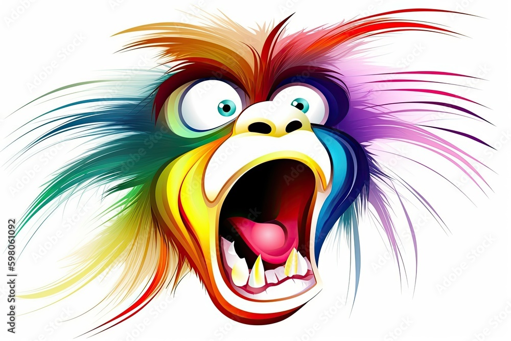 Aufkleber vibrant and expressive monkey face with an open mouth. generative ai generative ai