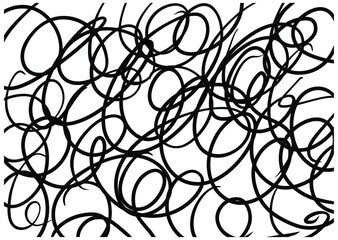 Fototapeta na wymiar Abstract сhaotic texture. Monochrome wallpaper. Hand drawn dinamic scrawls. Black and white illustration