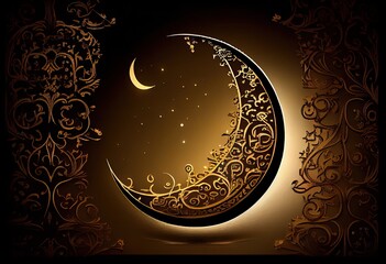 ramadan crescent moon. generative ai