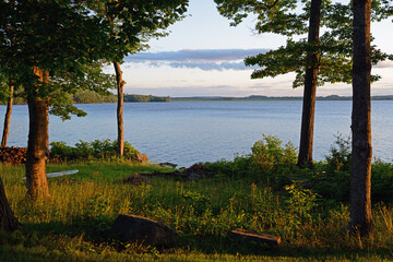 Evening on Messalonskee Lake, body of water in Belgrade Lakes region of Maine, United States