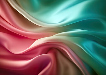 Obraz premium Modern wavy silk abstract background in many colors. Wavy silk material for background. Additional wallpaper, background or web in 3D design. Illustration generated by AI