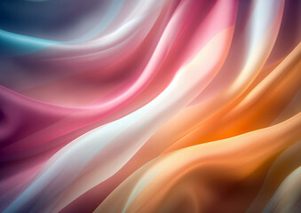 Obraz premium Modern wavy silk abstract background in many colors. Wavy silk material for background. Additional wallpaper, background or web in 3D design. Illustration generated by AI
