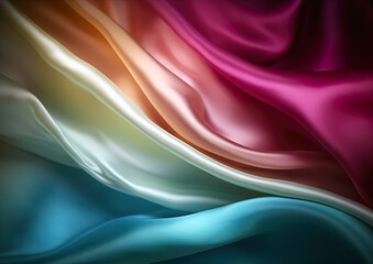 Modern wavy silk abstract background in many colors. Wavy silk material for background. Additional wallpaper, background or web in 3D design. Illustration generated by AI