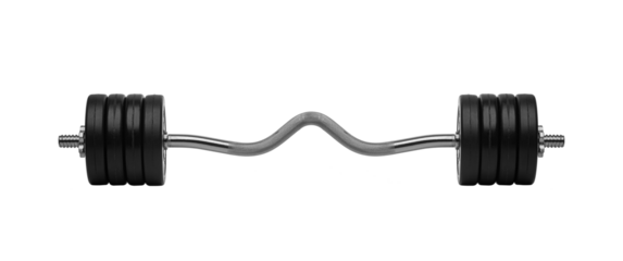 Studio shot of a metal barbell isolated on white background.