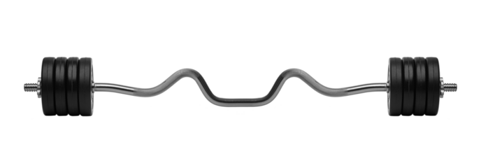 Studio shot of a metal barbell isolated on white background.