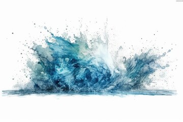 Obraz premium splashing wave in blue and white colors on a plain white background. Generative AI Generative AI