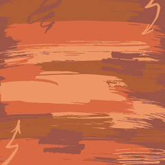 Brush stroke composition background element warm brown autumn colours. Hand draw illustration for design template, border and frame, presentation, social media size. 