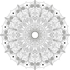 Circular pattern in the form of a mandala. Decorative pattern in mandala style. Coloring book page.