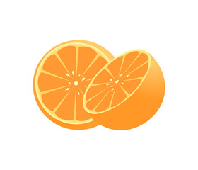 Slice of orange fruit on white background