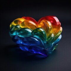 A rainbow color heart,  gender health concept. Generative AI. Iguality, pride. 
