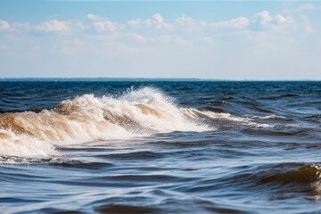 Fototapeta premium surfer riding a large wave on a surfboard. Generative AI Generative AI