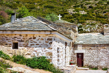 Orthodox monastery Saints Asomatos in Penteli, a mountain to the north of Athens, Greece