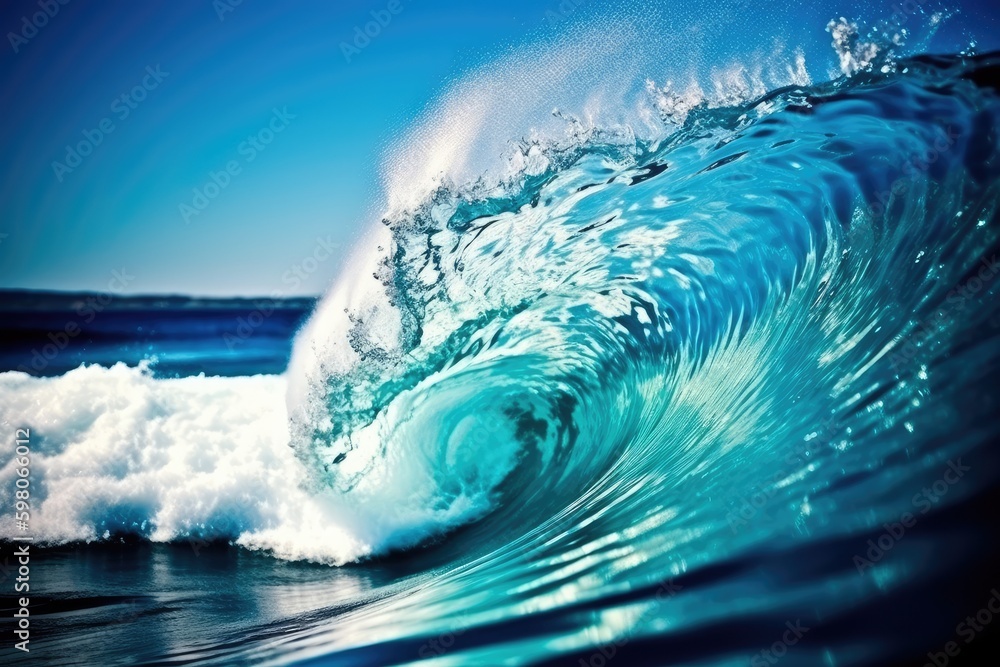 Poster massive wave crashing in the ocean. generative ai generative ai