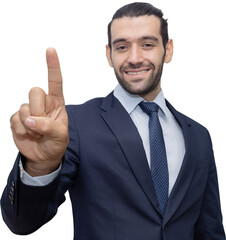 Businessman Point Finger to Blank Copy Space