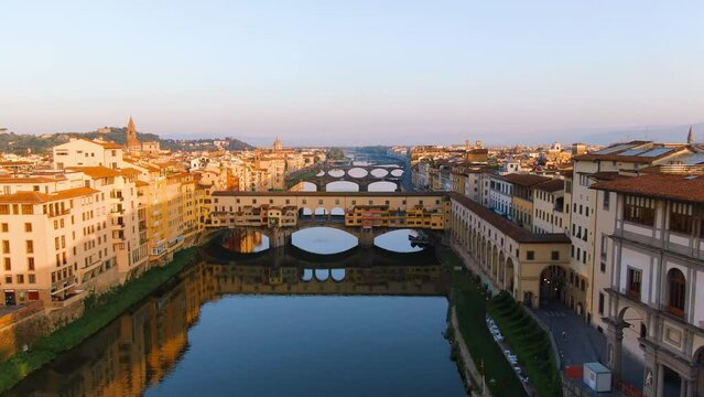 Drone, Florence, Ponte Vecchio Bridge, Italy