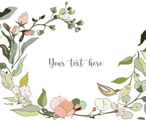 floral template for wedding cards or romantic invitations.