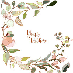 floral template for wedding cards or romantic invitations.