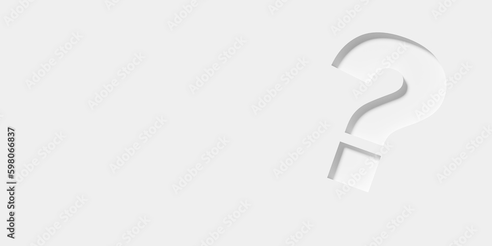 Poster inset question mark on white background, idea, solution or question or communication business concep