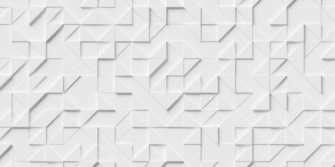 Random shifted offset abstract white polygon geometrical triangles pattern background wallpaper banner flat lay top view from above