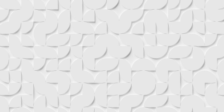 Rotated abstract white polygon geometrical quarter circle pattern background wallpaper banner flat lay top view from above