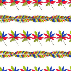 Colorful seamless pattern with leaves Tropic print