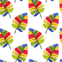 Colorful seamless pattern with leaves Tropic print