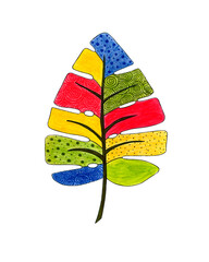 Tropic print with colorful leaf