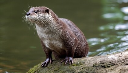 An otter standing beside a lake ai, ai generative, illustration