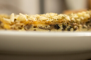 Close-up Layer of a Mushroom Quiche