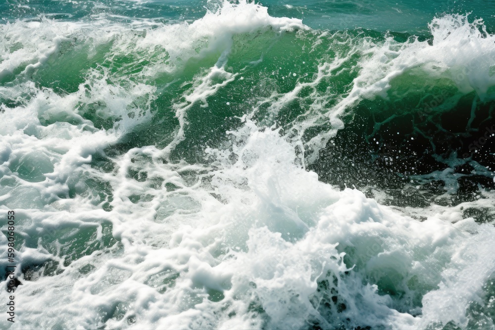 Poster powerful wave in the ocean, captured up close. generative ai generative ai