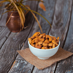 almonds in a wooden bowl
