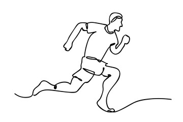 barefoot man runner, simple vector one liner hand draw outline sketchbarefoot
