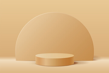 Gold 3D abstract minimal scene for mockup product