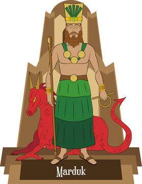 Illustration vector isolated of Mesopotamian mythical god, Marduk, god of war.