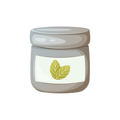 Cream for face and body in a jar. Decorative cosmetics from natural ingredients. The concept of skin care, health.Trendy vector illustration.