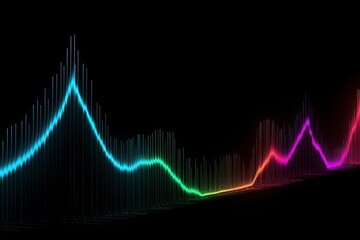 Graph curved neon light colour on black background (Ai generated)