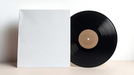 Vinyl record and Podcast CD Cover Mockup on white background, generative ai