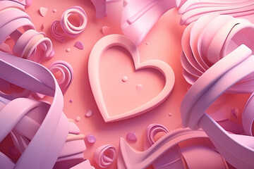 Background with heart hearts and ribbons for mother's day - Generative AI