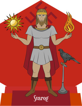 Illustration vector isolated of Slavic Mythical god, Svarog, light god, main god, sun and fire father.