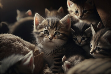Group of cute kittens. ai generated