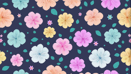 Rainbow Garden: Seamless Pattern with Vibrant and Colorful Floral Motifs