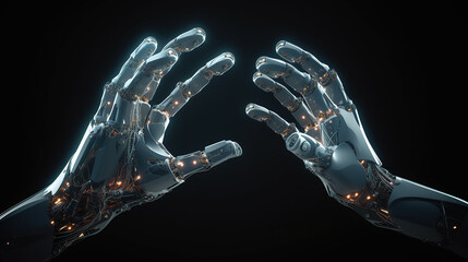 hands of cyborg robots, ai generated