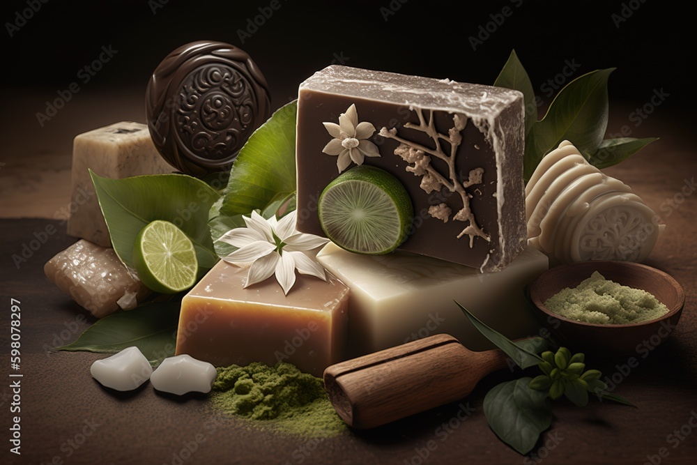 Poster soap made with natural ingredients for a spa generative ai generative ai