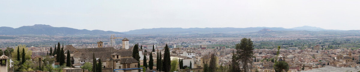Fototapeta na wymiar Panoramic view of Granada city in Andalusia, Spain