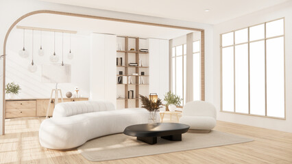 sofa armchair minimalist design muji style.3D rendering